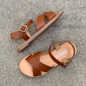 Soda Kids Tan Criss Cross Sandals